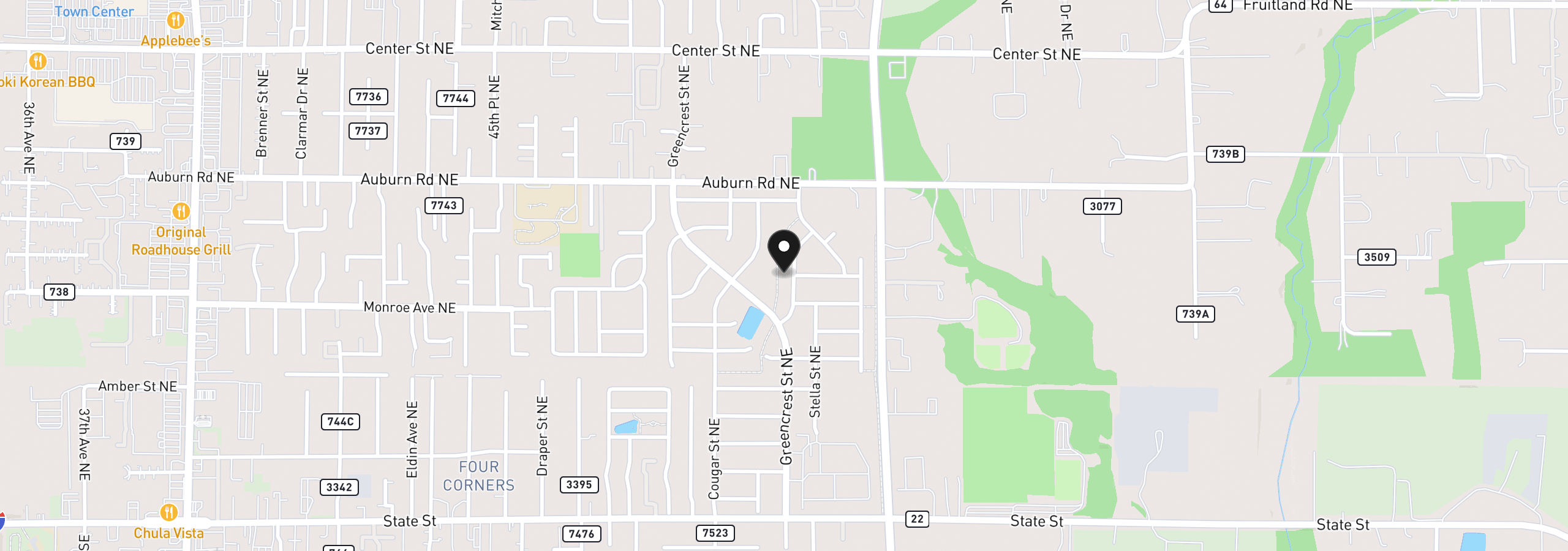 Map showing the location of 4941 Elvis Ave NE, Salem, OR 97301