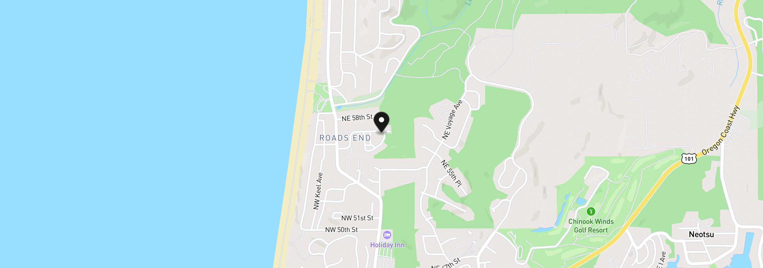 Map showing the location of 2073 NE Mulberry Loop, Lincoln City, OR 97367