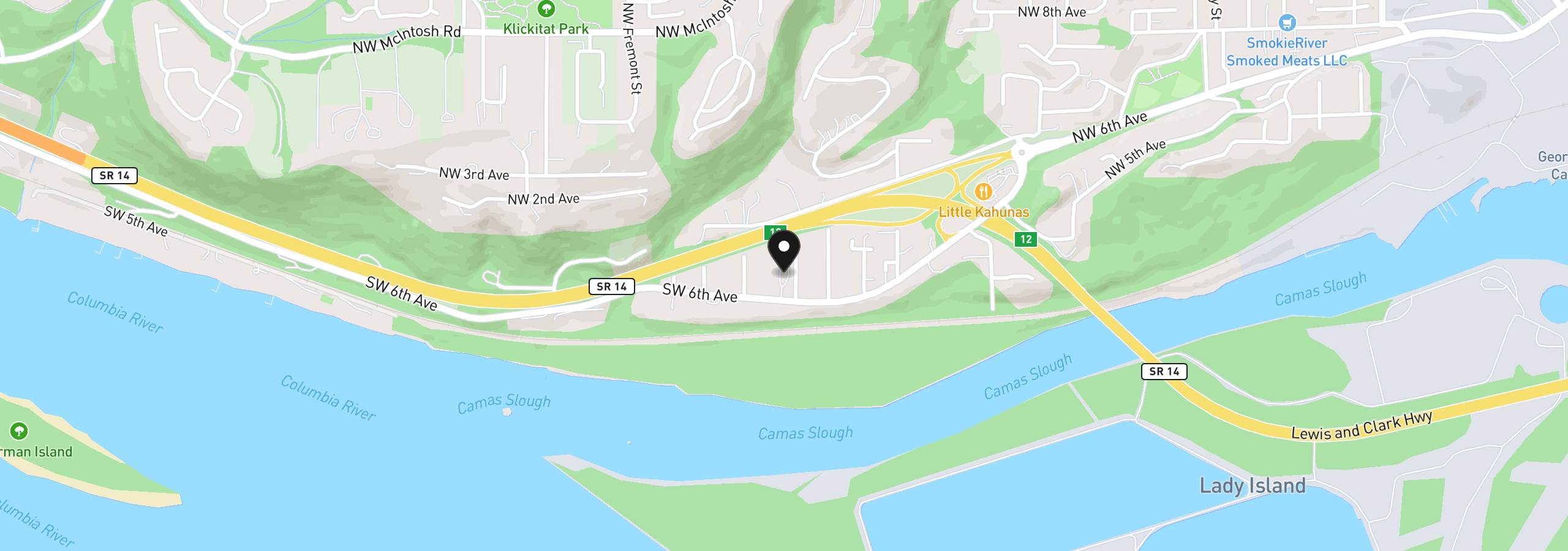 Map showing the location of 2311 SW 6th Ave, Camas, Wa 98607