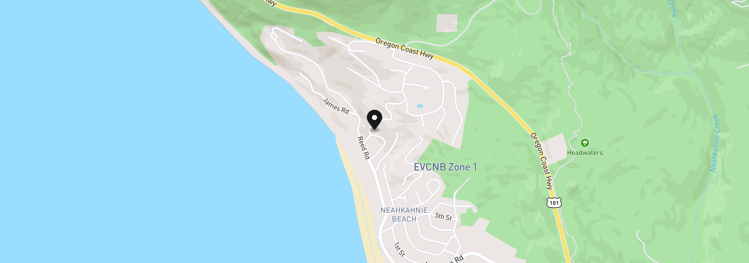 Map showing the location of Kahnie Trail Lp 3700, Manzanita, OR 97130