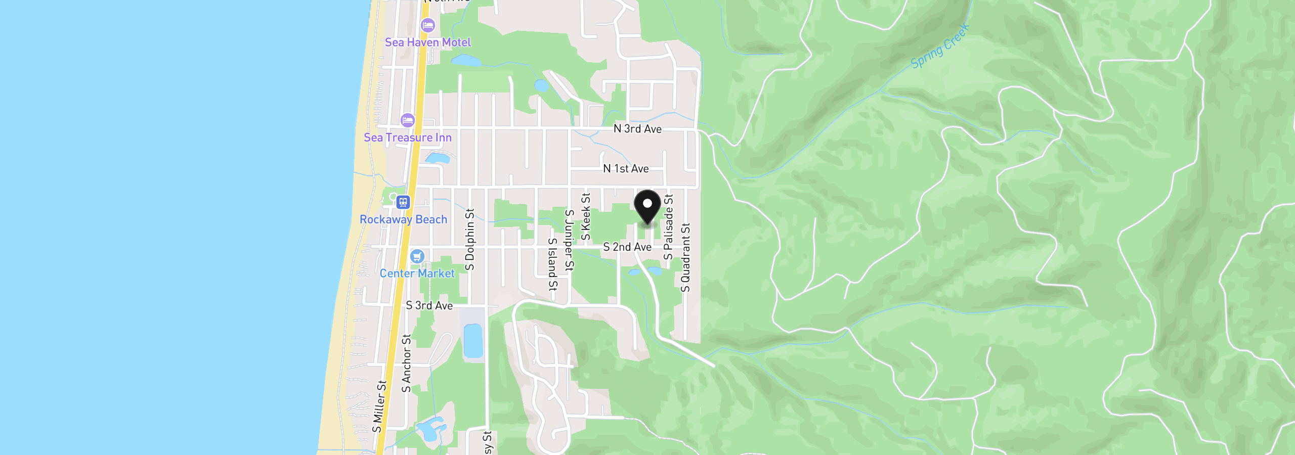 Map showing the location of Vl Ocean St, Rockaway Beach, OR 97136