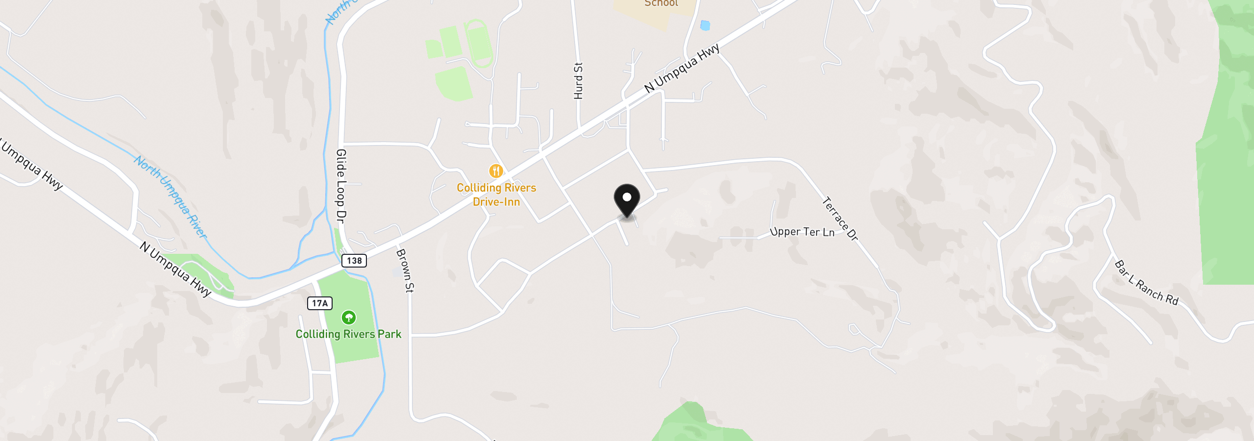 Map showing the location of 106 Odille Ct, Glide, OR 97443