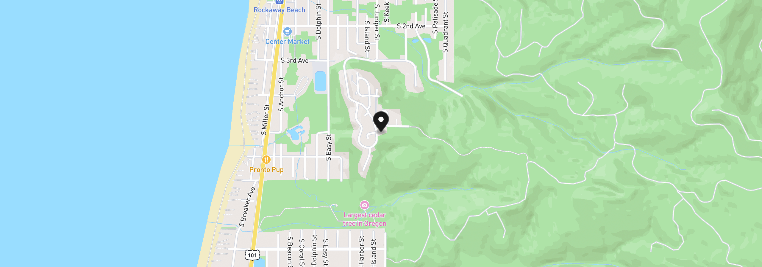 Map showing the location of 536 Pacific View Dr, Rockaway Beach, OR 97136