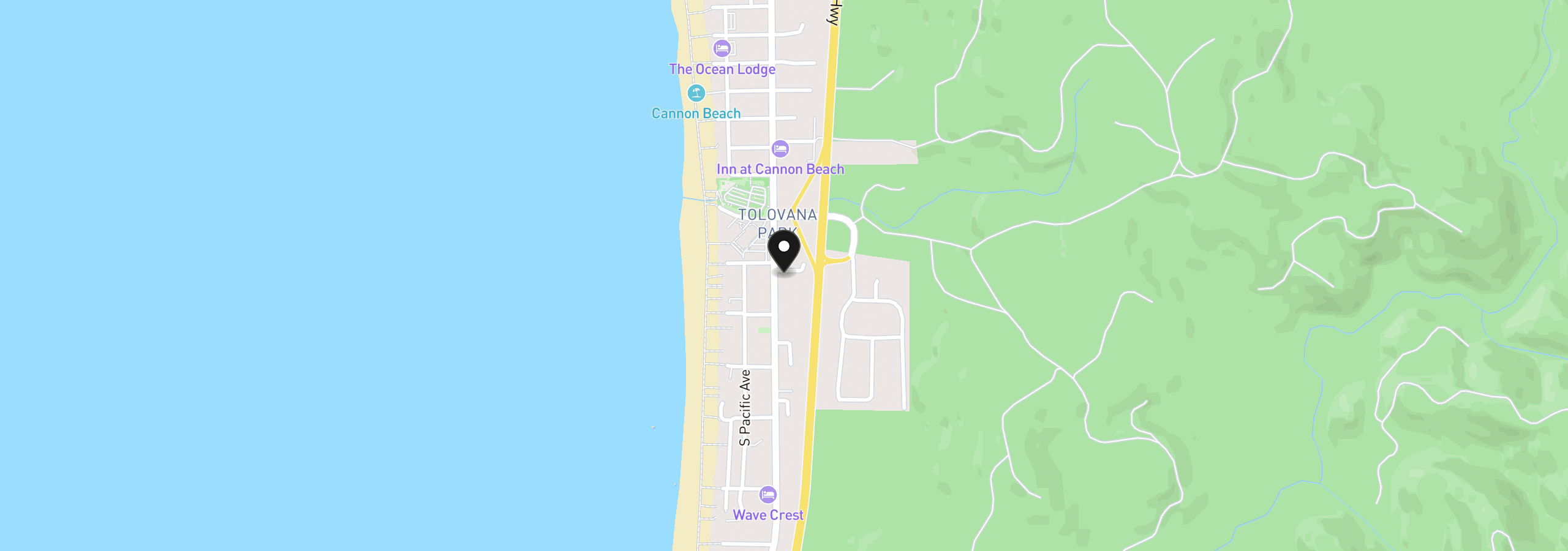 Map showing the location of 3523 S Hemlock St 3, Cannon Beach, OR 97110