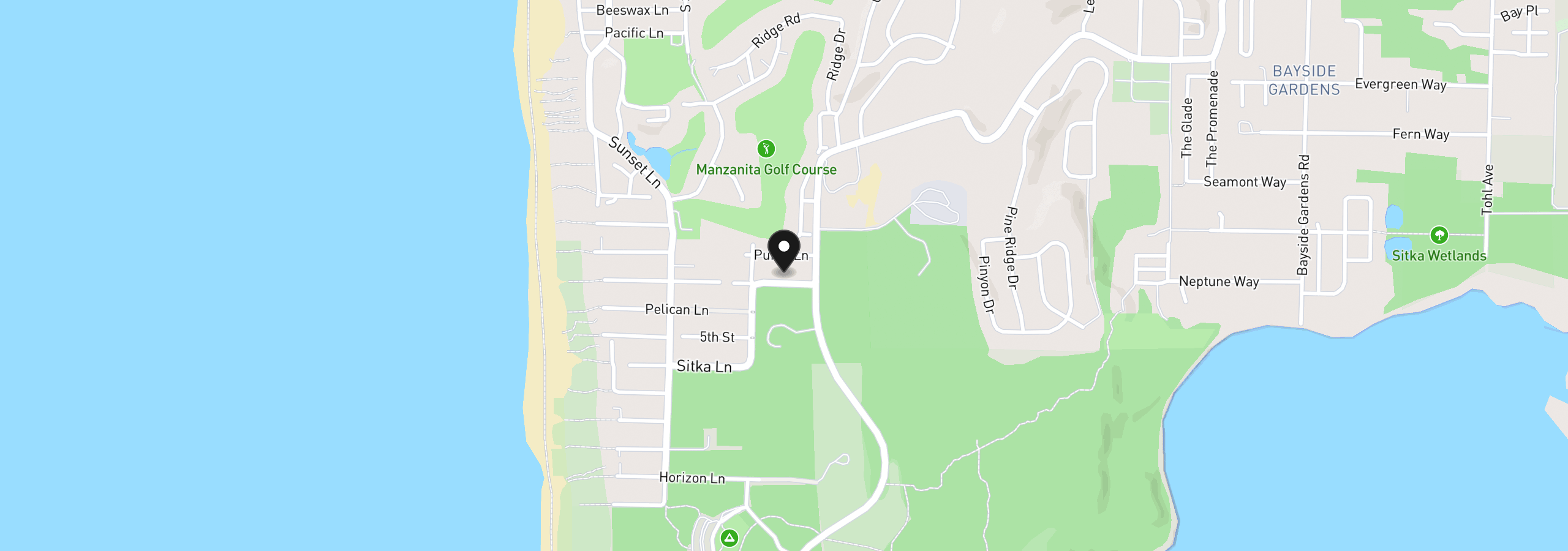 Map showing the location of 9410 Sandpiper Ln, Manzanita, OR 97130