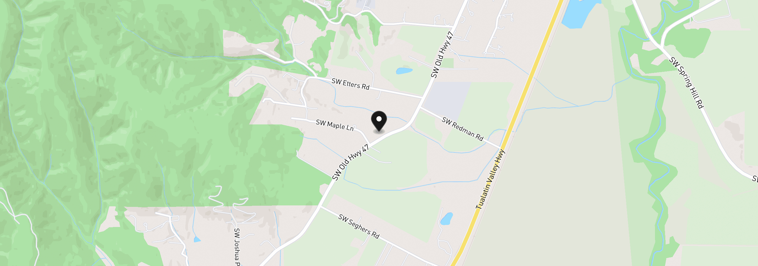 Map showing the location of 6955 SW Old Highway 47, Gaston, OR 97119