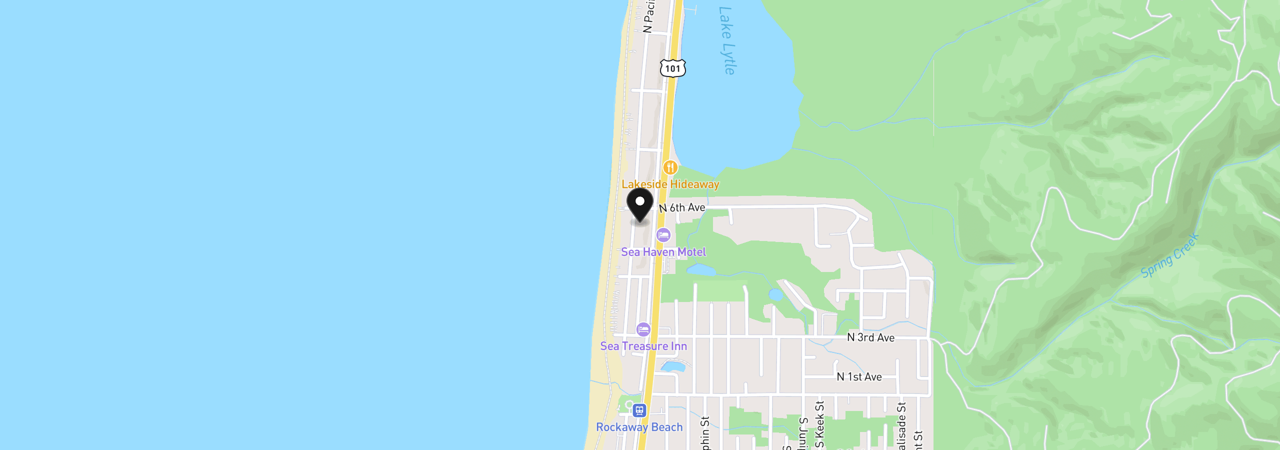 Map showing the location of 534 N Pacific, Rockaway Beach, OR 97136