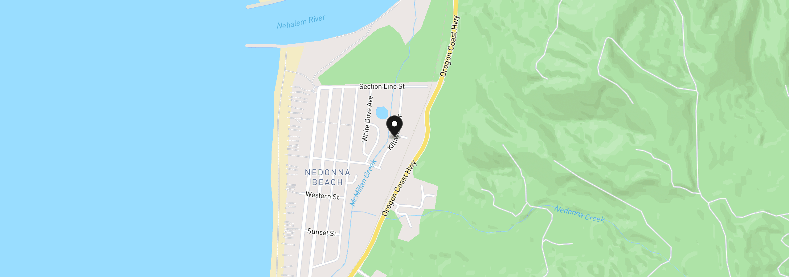 Map showing the location of 26492 Kittiwake Dr, Rockaway Beach, OR 97136