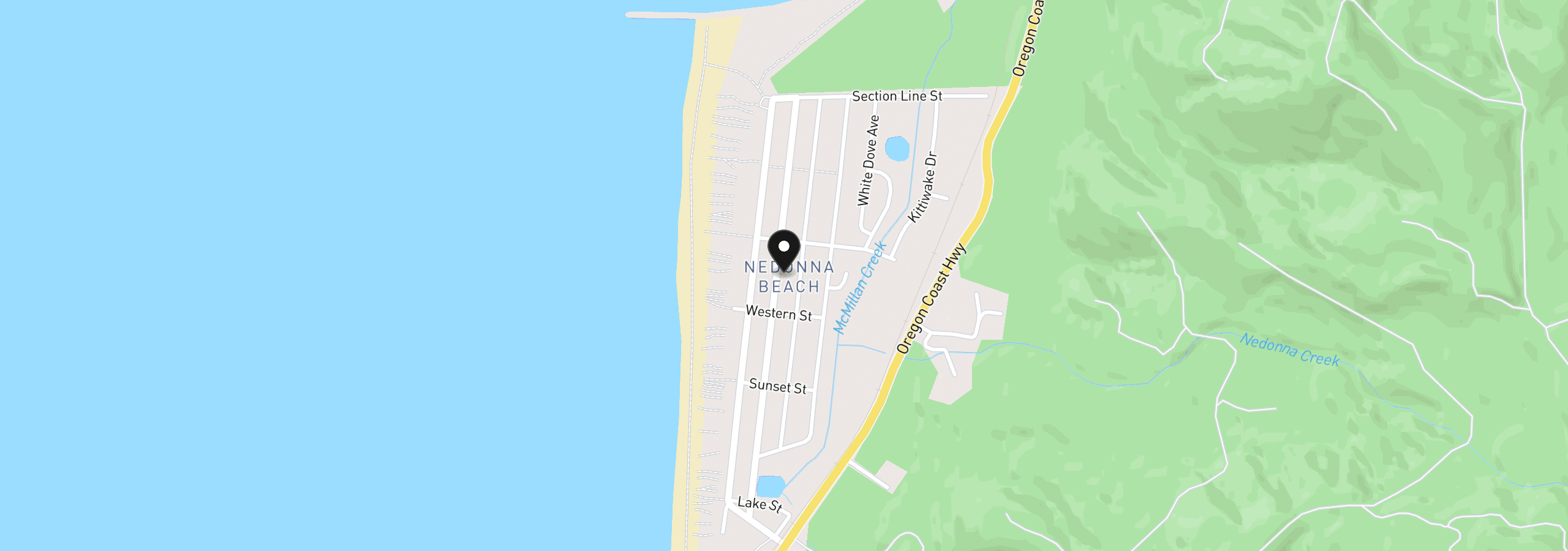 Map showing the location of 26295 Nedonna Ave, Rockaway Beach, OR 97136