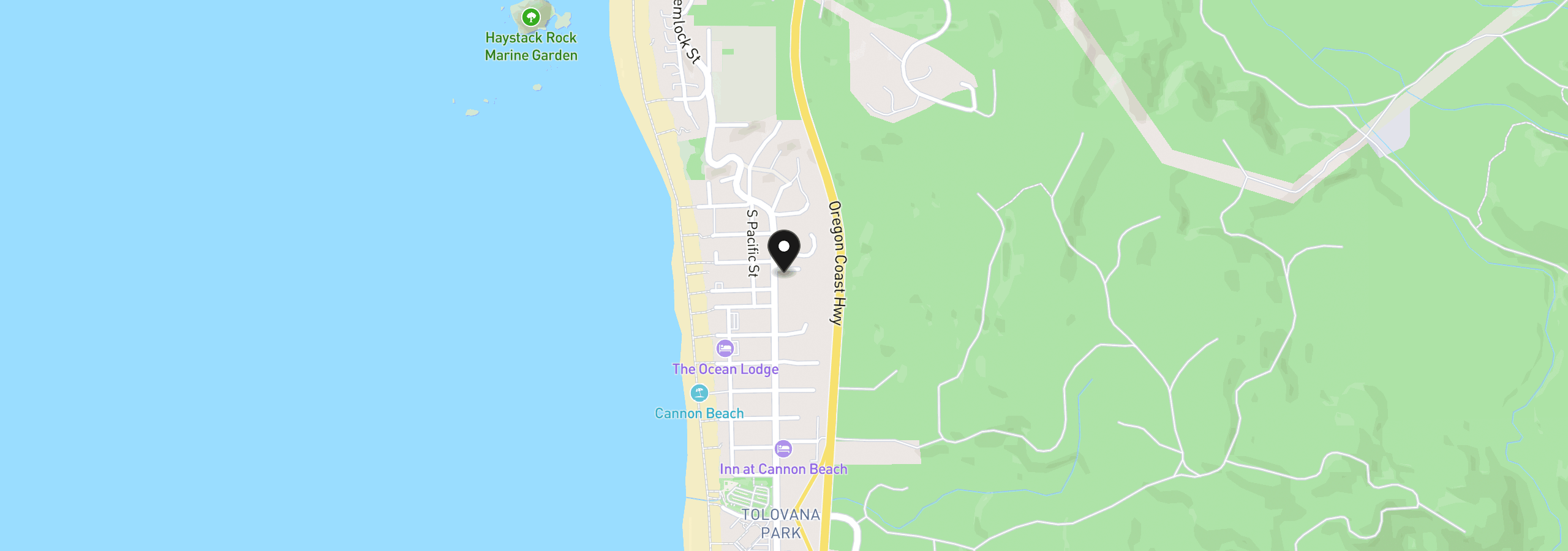 Map showing the location of 2539 S Hemlock St, Cannon Beach, OR 97110