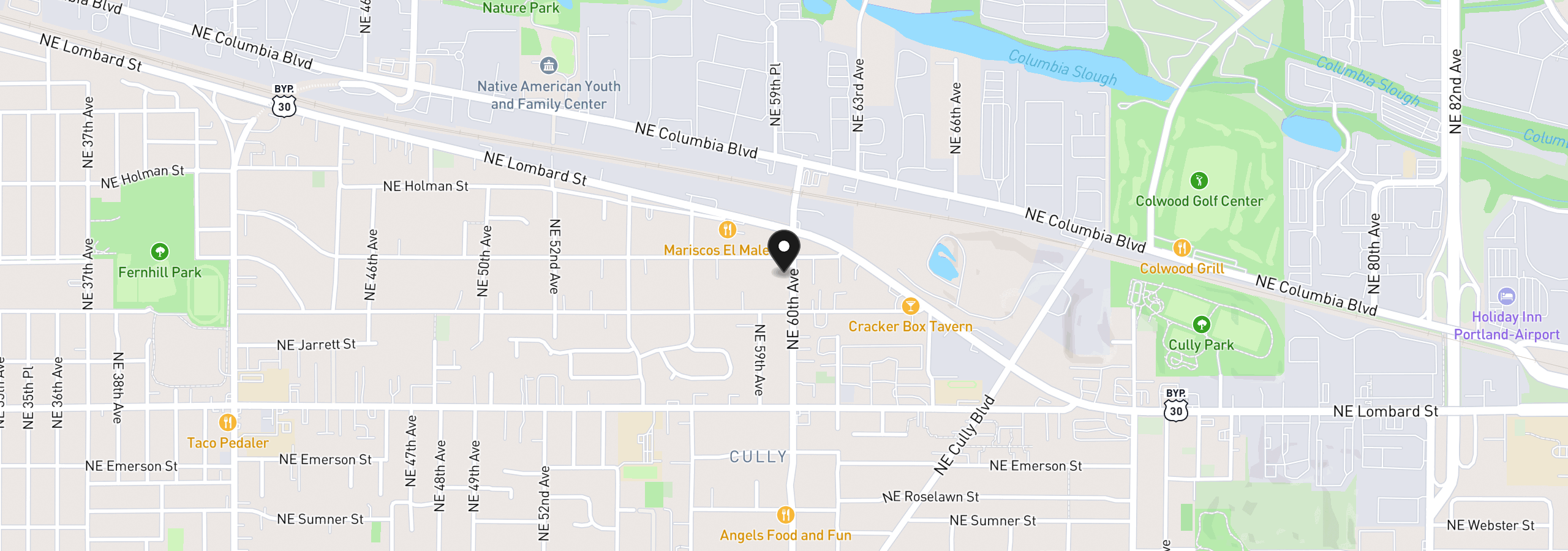 Map showing the location of 5947 NE 60th Ave, Portland, OR 97218