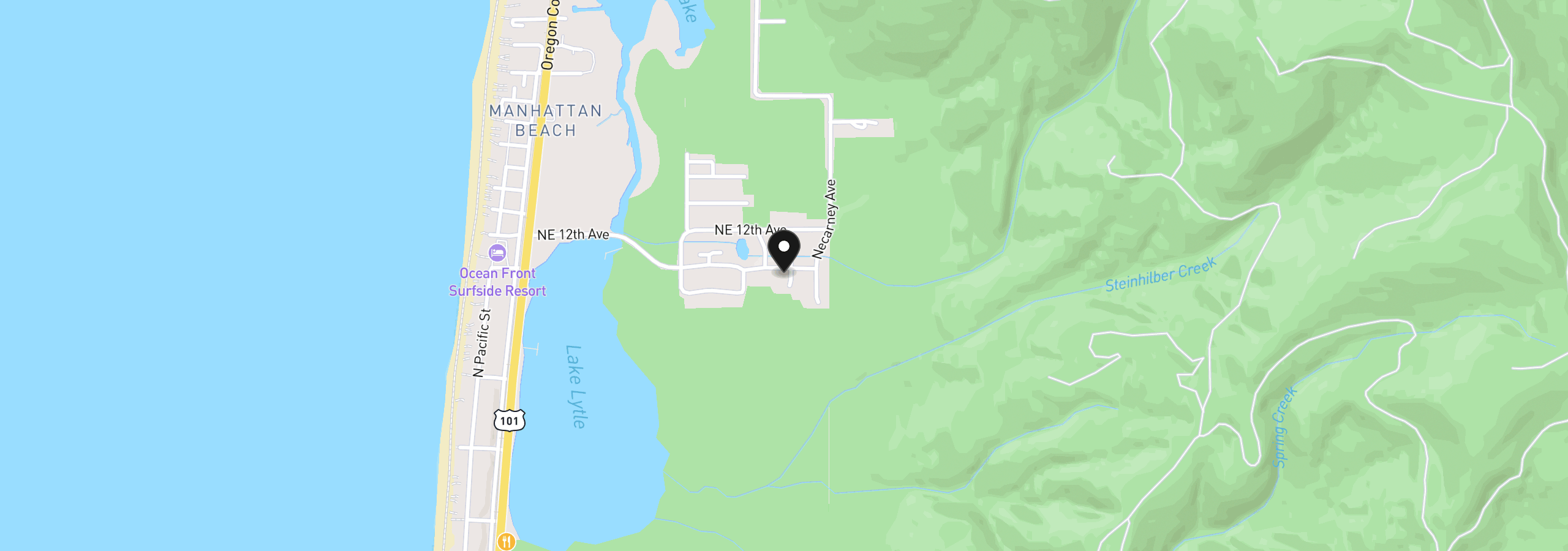 Map showing the location of 1081 Francis St, Rockaway Beach, OR 97136