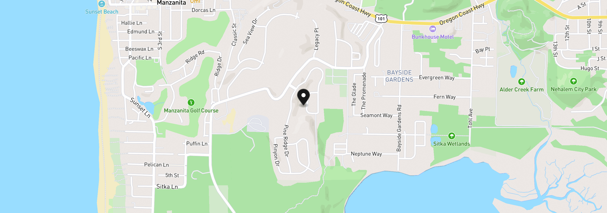 Map showing the location of 35130 Ponderosa Loop, Manzanita, OR 97130