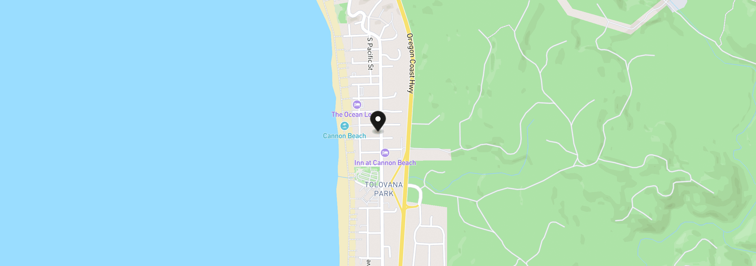 Map showing the location of 3064 S Hemlock St, Cannon Beach, OR 97110