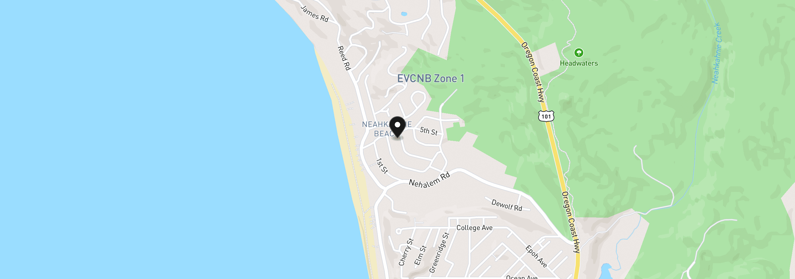 Map showing the location of 37480 Third St, Manzanita, OR 97130