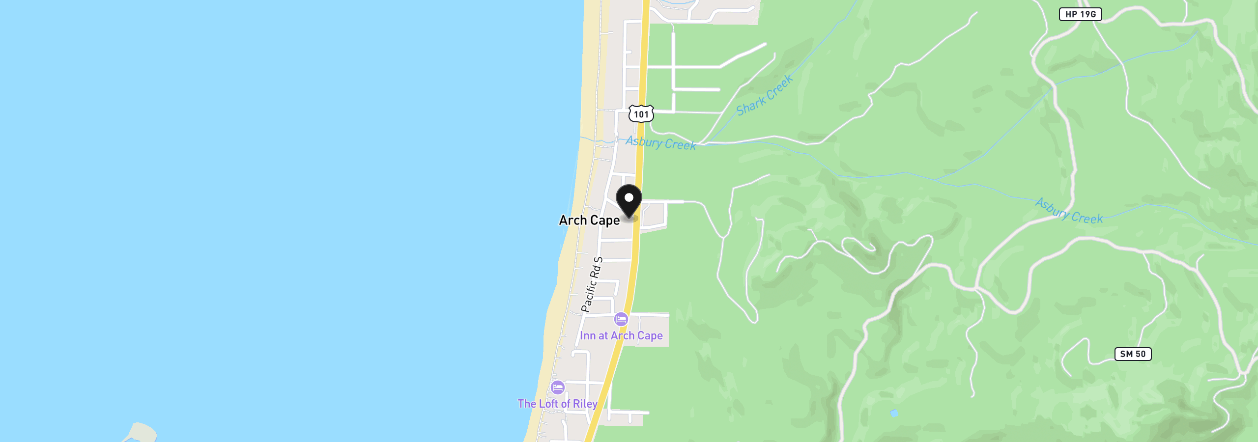 Map showing the location of 31972 Donlon Ln, Arch Cape, OR 97102
