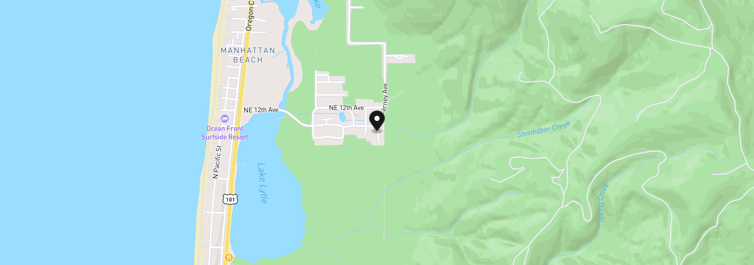 Map showing the location of 1073 Necarney Lot 6, Rockaway Beach, OR 97136