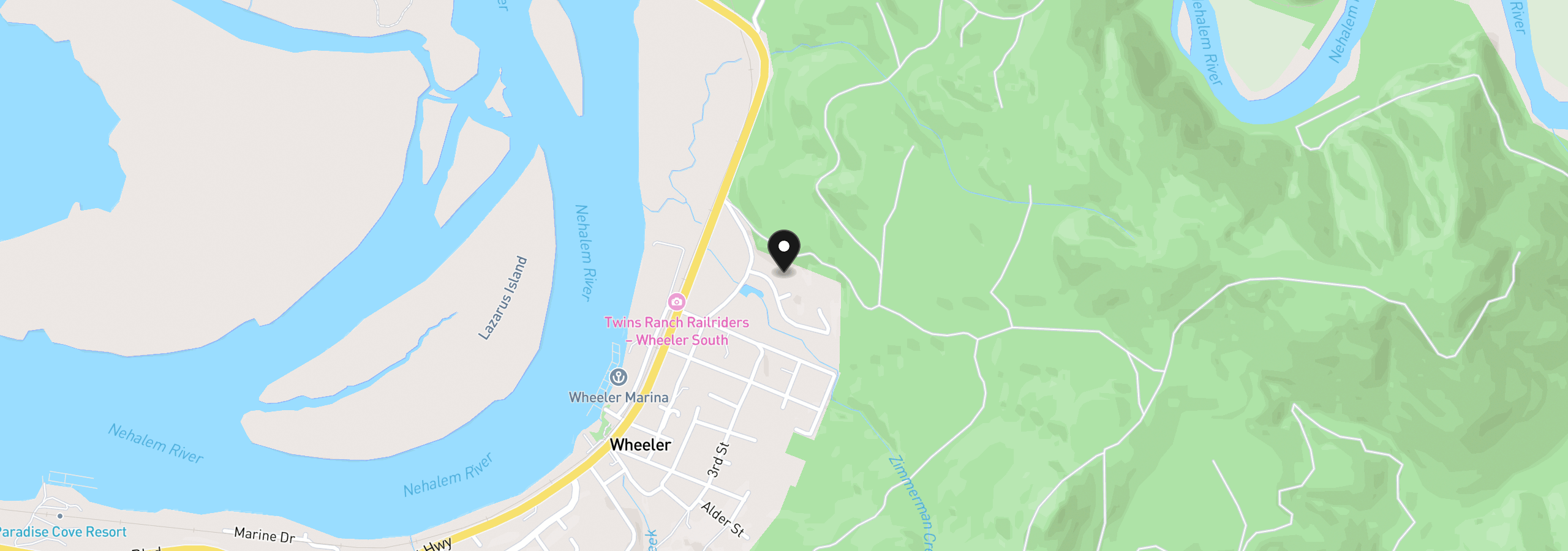 Map showing the location of 121 Ridgeview Ct, Wheeler, OR 97147
