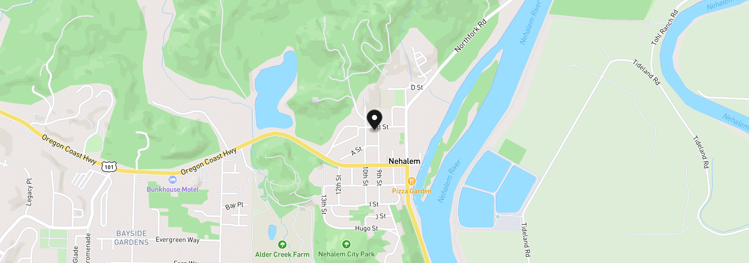 Map showing the location of 36190 9th St, Nehalem, OR 97131