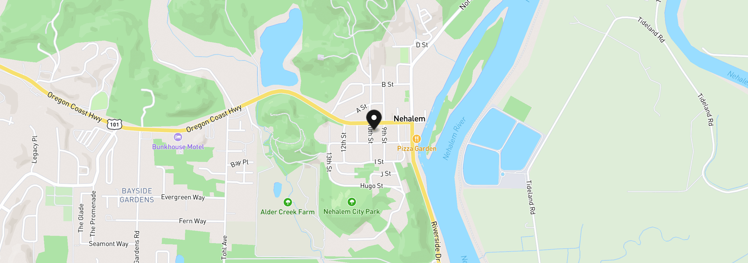 Map showing the location of 35915 10th St, Nehalem, OR 97131