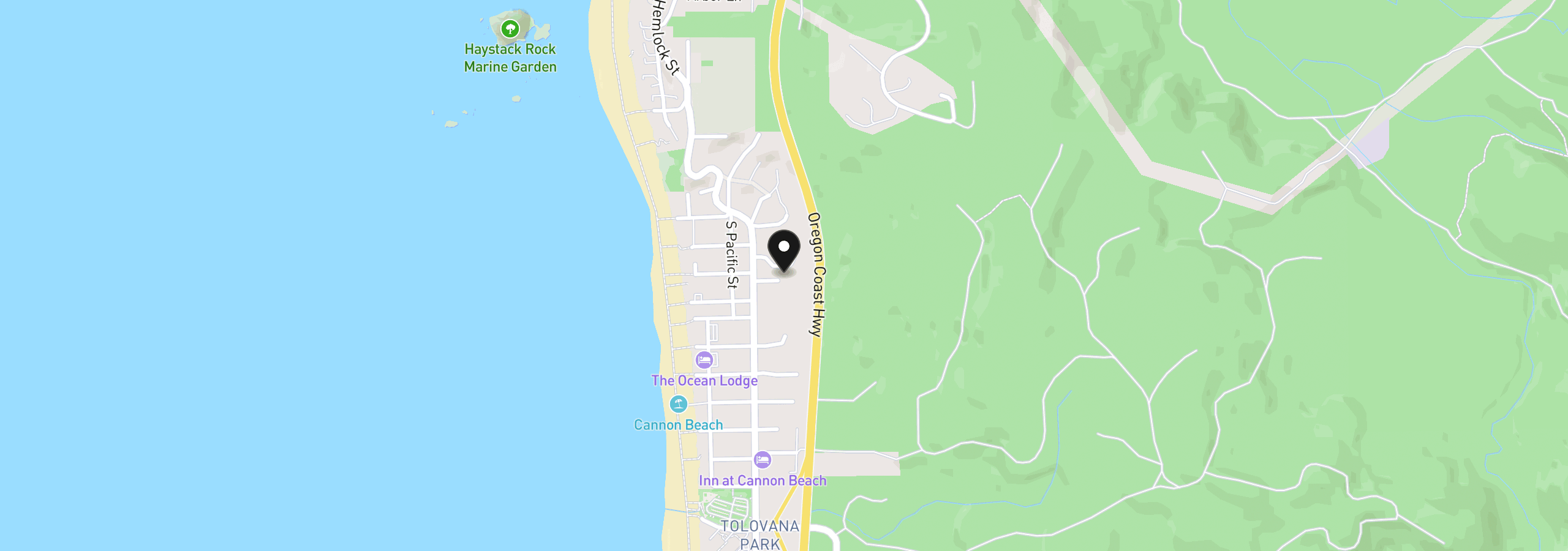 Map showing the location of 147 Amber Ln, Cannon Beach, OR 97110