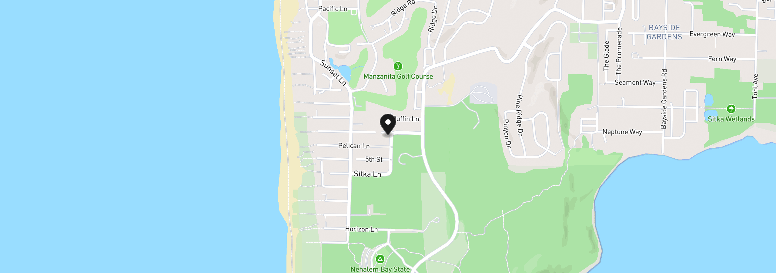 Map showing the location of 34690 Nehalem Ave, Manzanita, OR 97130