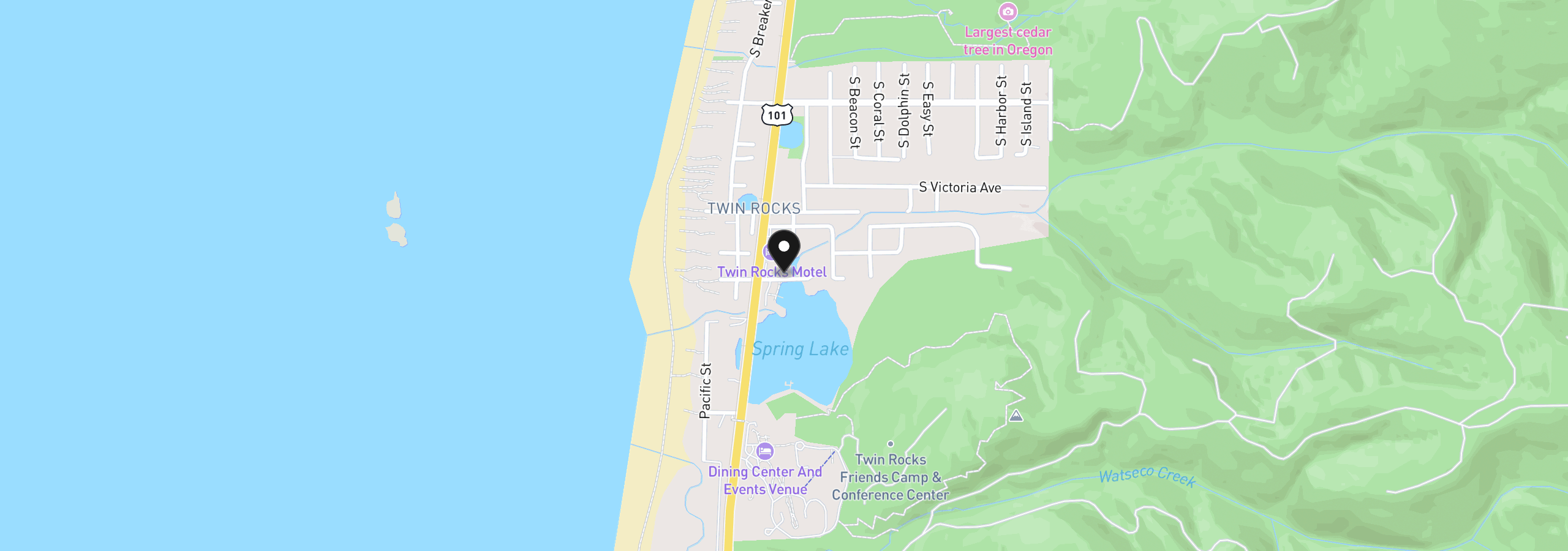 Map showing the location of 990 Pansy Ct, Rockaway Beach, OR 97136
