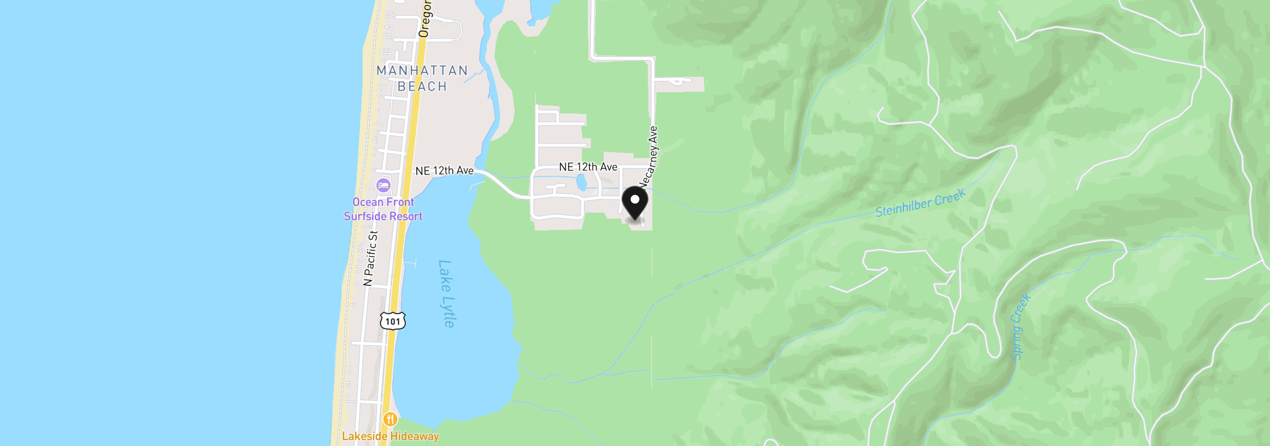 Map showing the location of 999 Necarney Lot 9, Rockaway Beach, OR 97136