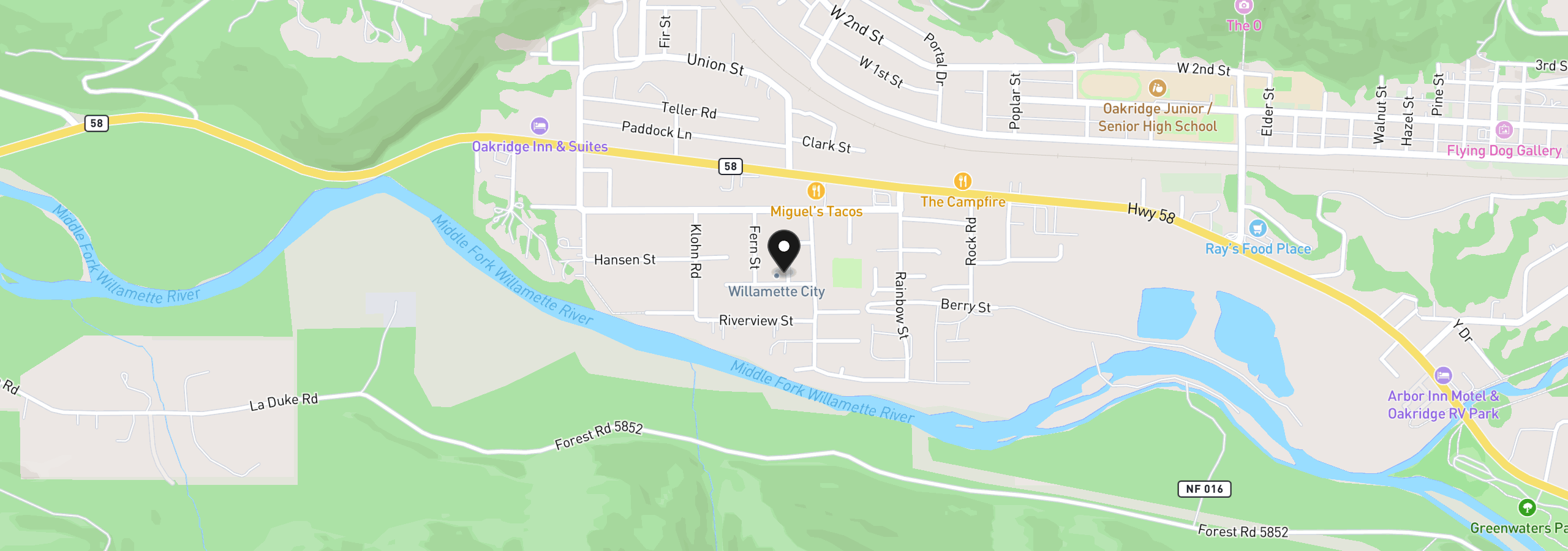 Map showing the location of 47639 Cline St, Oakridge, OR 97463