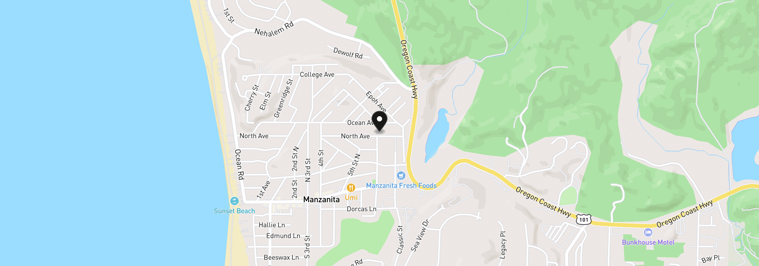 Map showing the location of Vl North Ave 1302, Manzanita, OR 97130