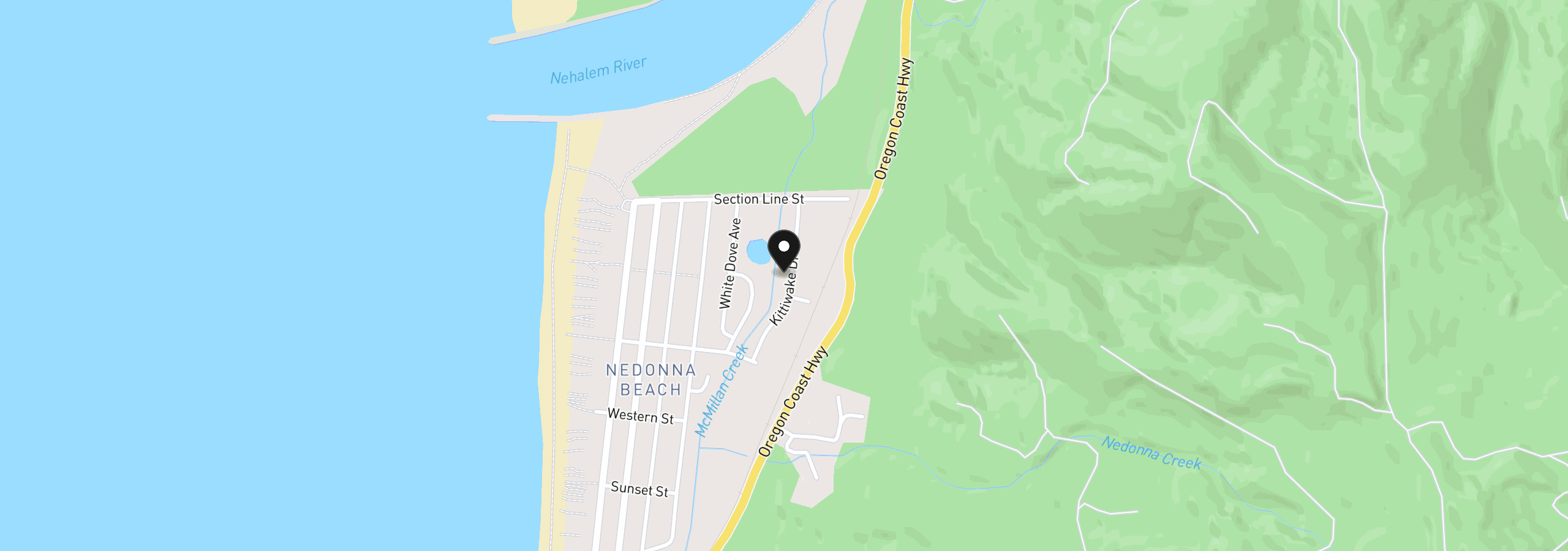 Map showing the location of 26526 Kittiwake Dr, Rockaway Beach, OR 97136