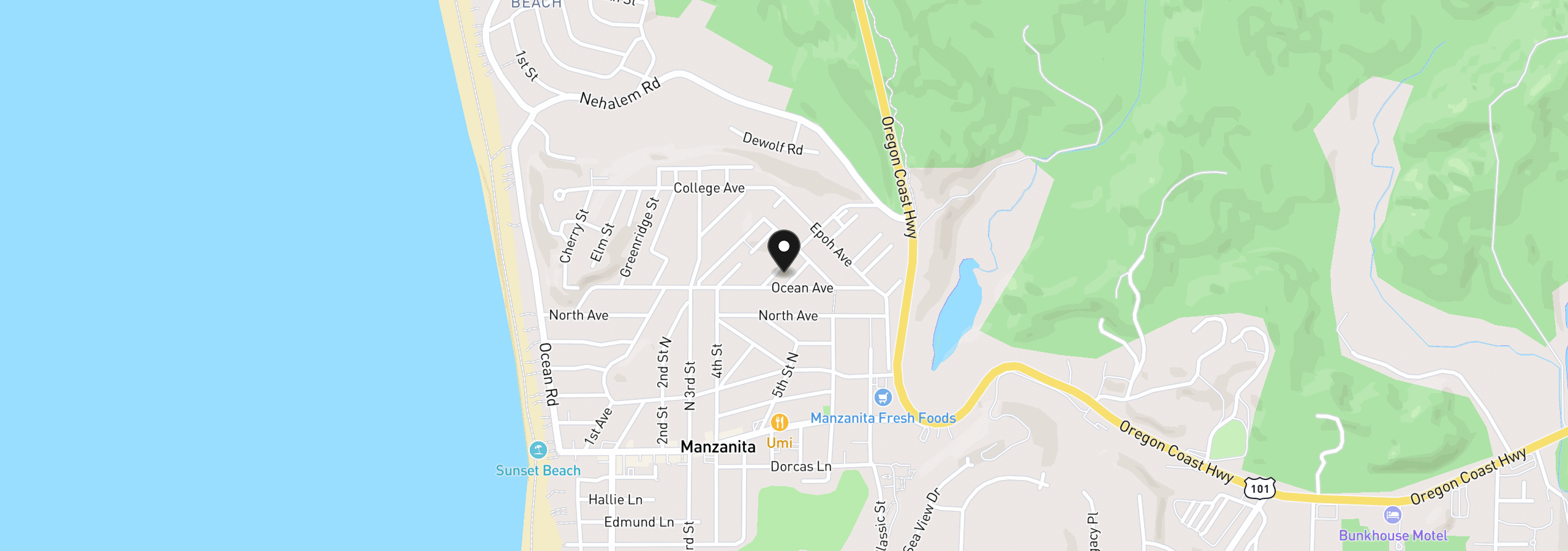 Map showing the location of 815 Poplar St, Manzanita, OR 97130