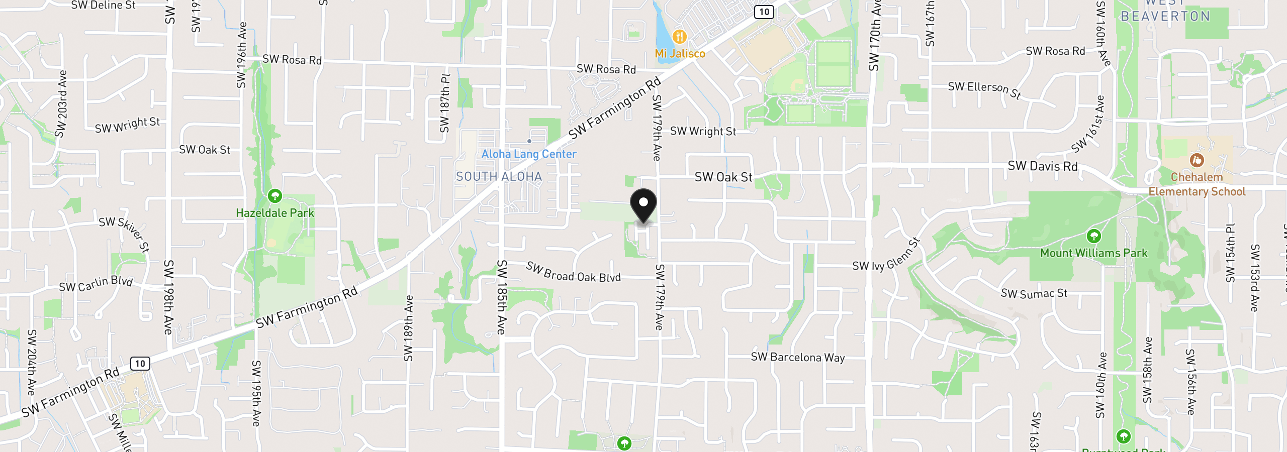 Map showing the location of 17925 SW Brisk Ln, Beaverton, OR 97007