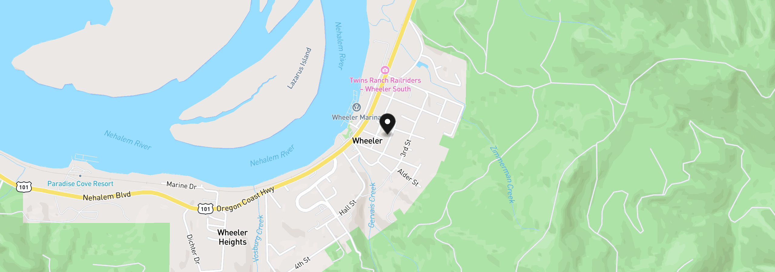 Map showing the location of 372 Second St, Wheeler, OR 97147