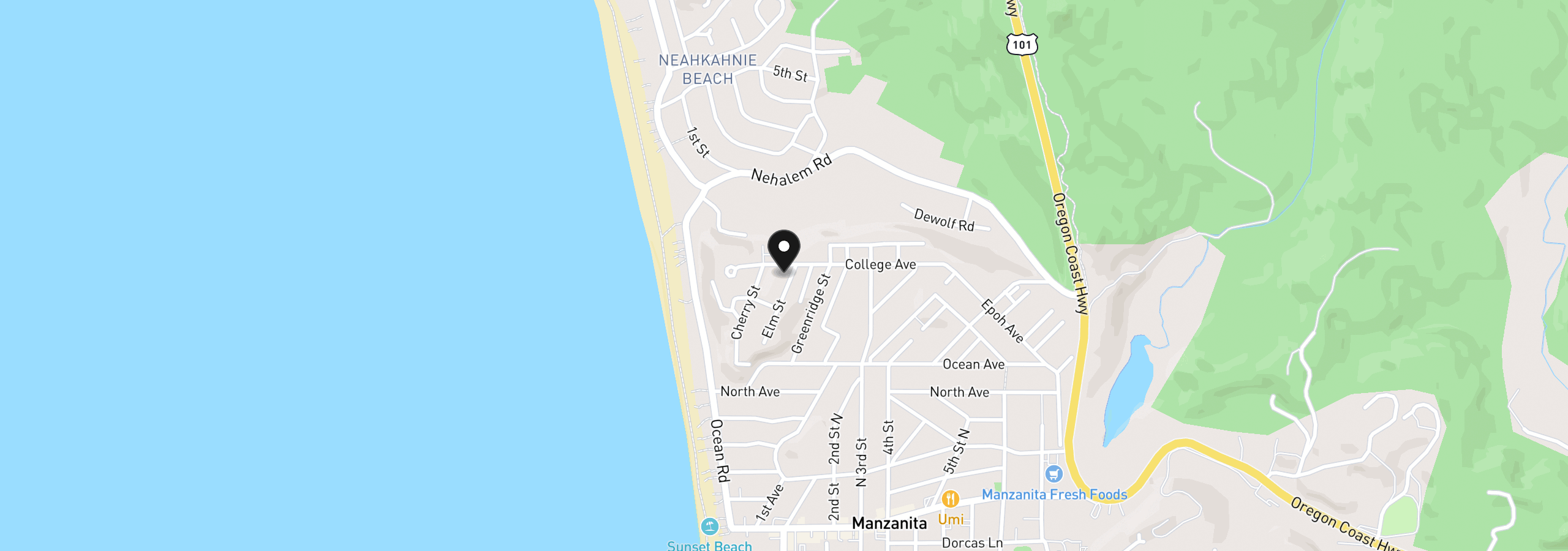 Map showing the location of 877 Elm St Lot 2, Manzanita, OR 97130