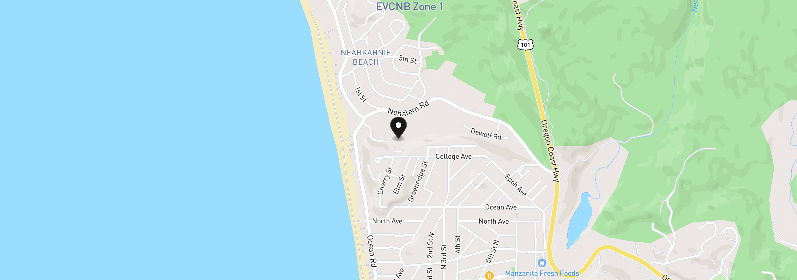 Map showing the location of 1040 Cherry St, Manzanita, OR 97130