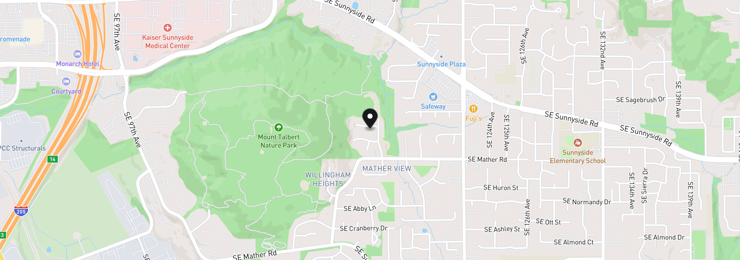 Map showing the location of 11582 SE Idyllwild Ct, Clackamas, OR 97015