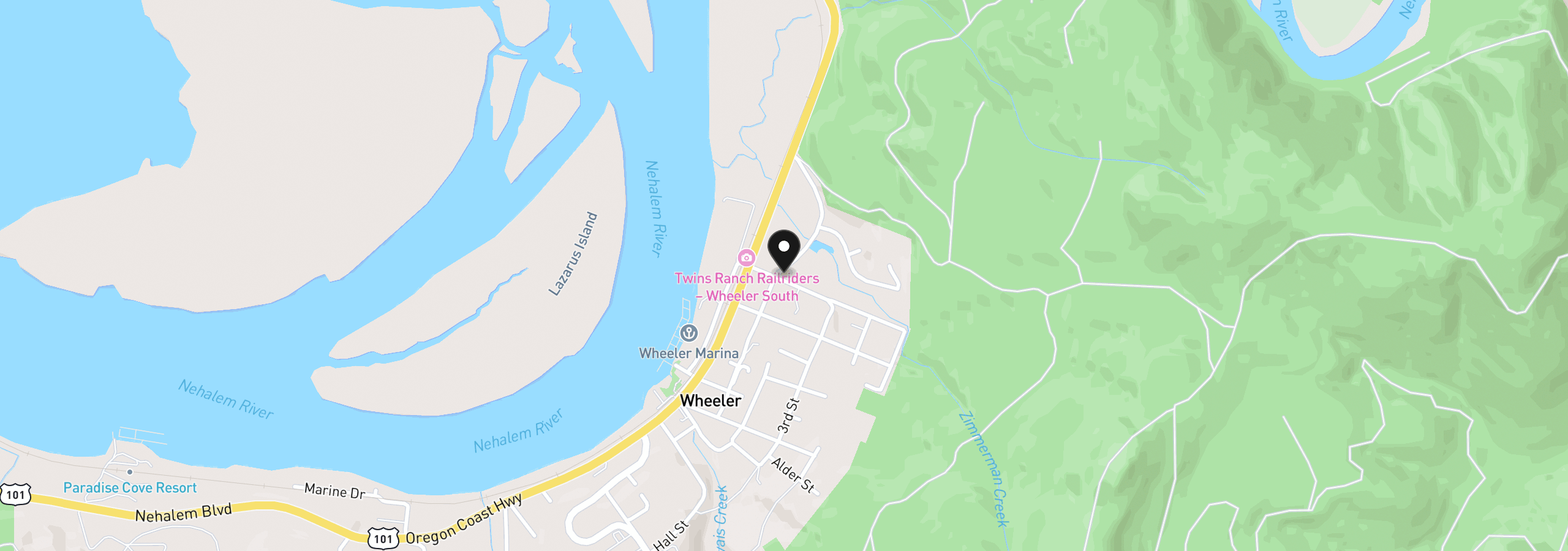 Map showing the location of 107 Hemlock St, Wheeler, OR 97147