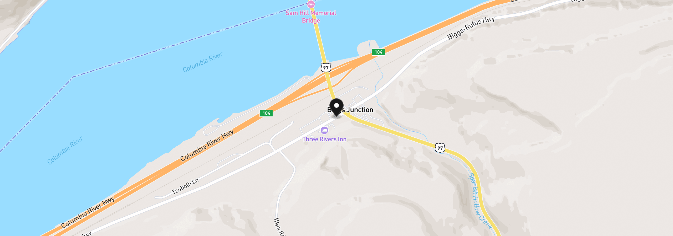 Map showing the location of 091504 Biggs Rufus Hwy, Wasco, OR 97065