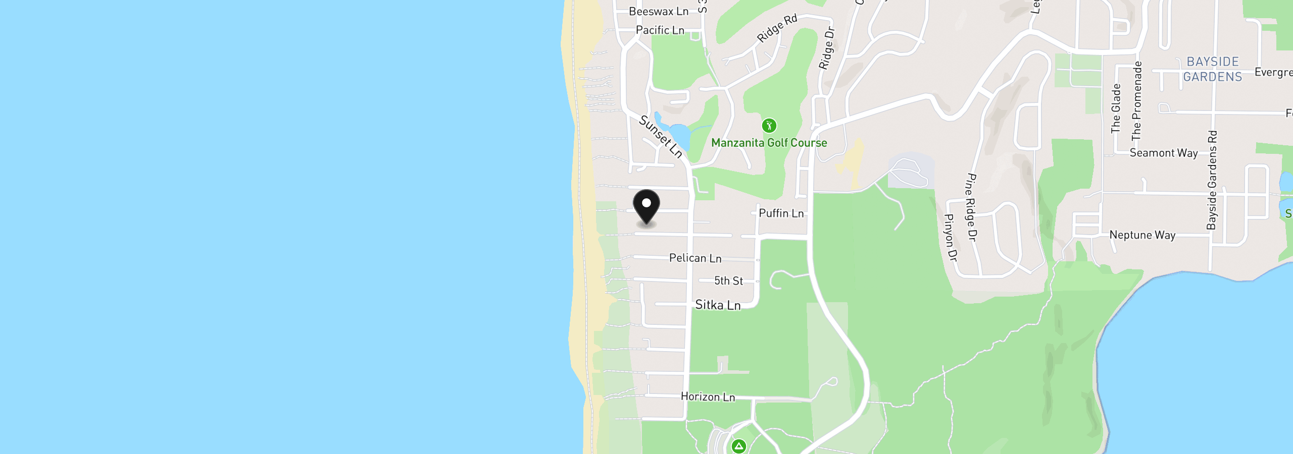 Map showing the location of 8790 Sandpiper Ln, Manzanita, OR 97130