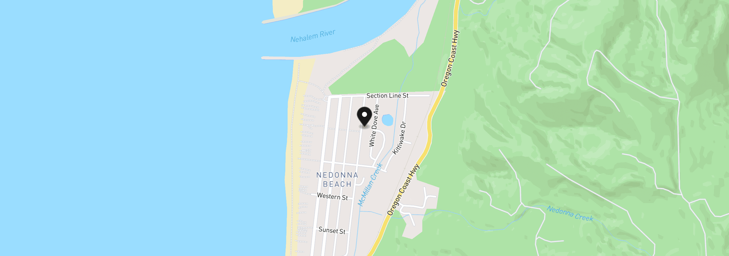 Map showing the location of 26605 David Ave, Rockaway Beach, OR 97136
