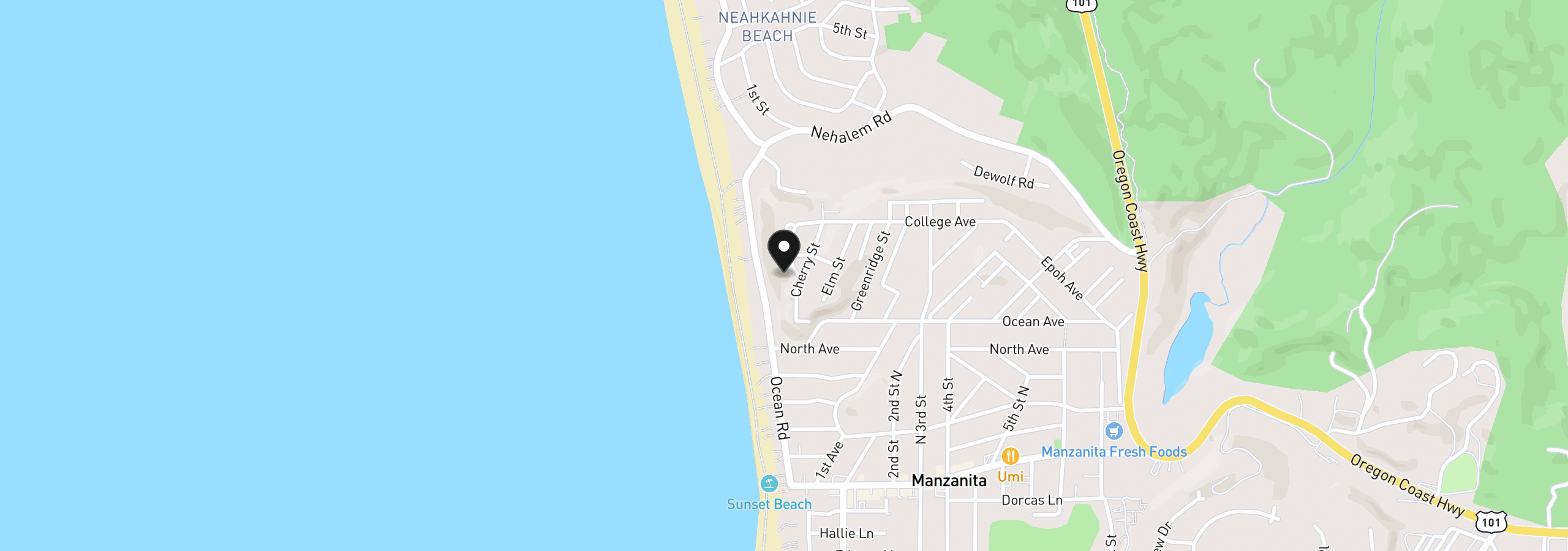Map showing the location of 775 Cherry Ln, Manzanita, OR 97130