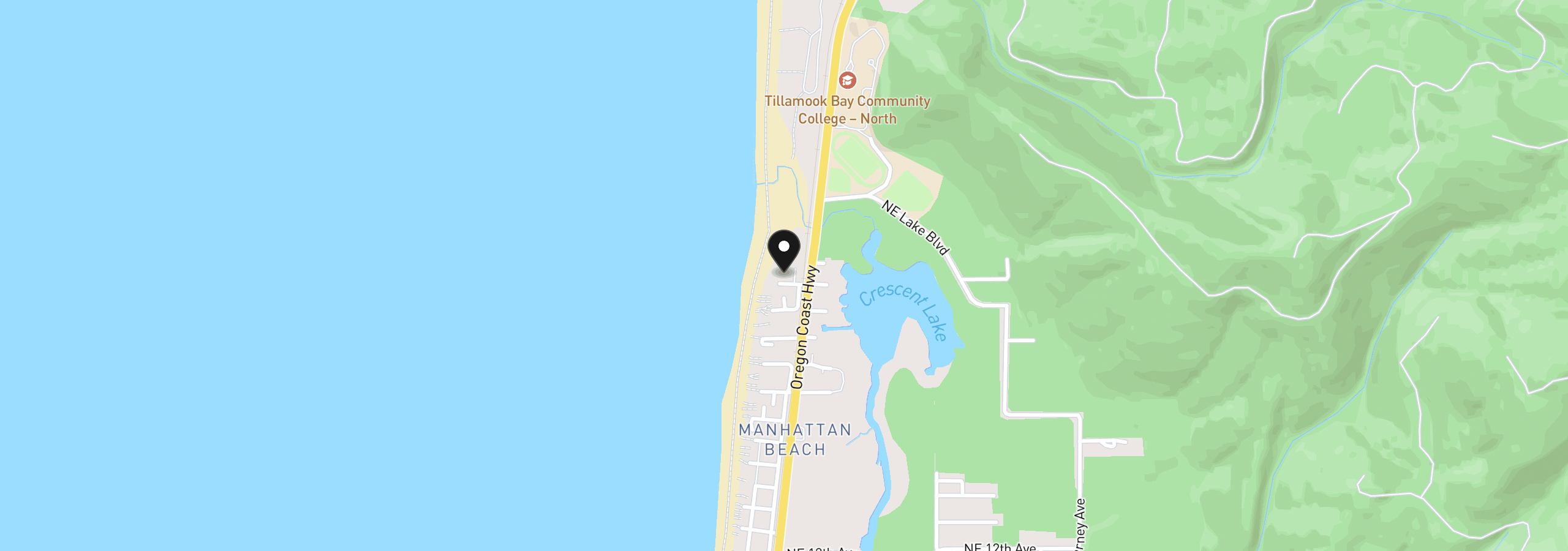 Map showing the location of 117 NW 23rd Ave, Rockaway Beach, OR 97136