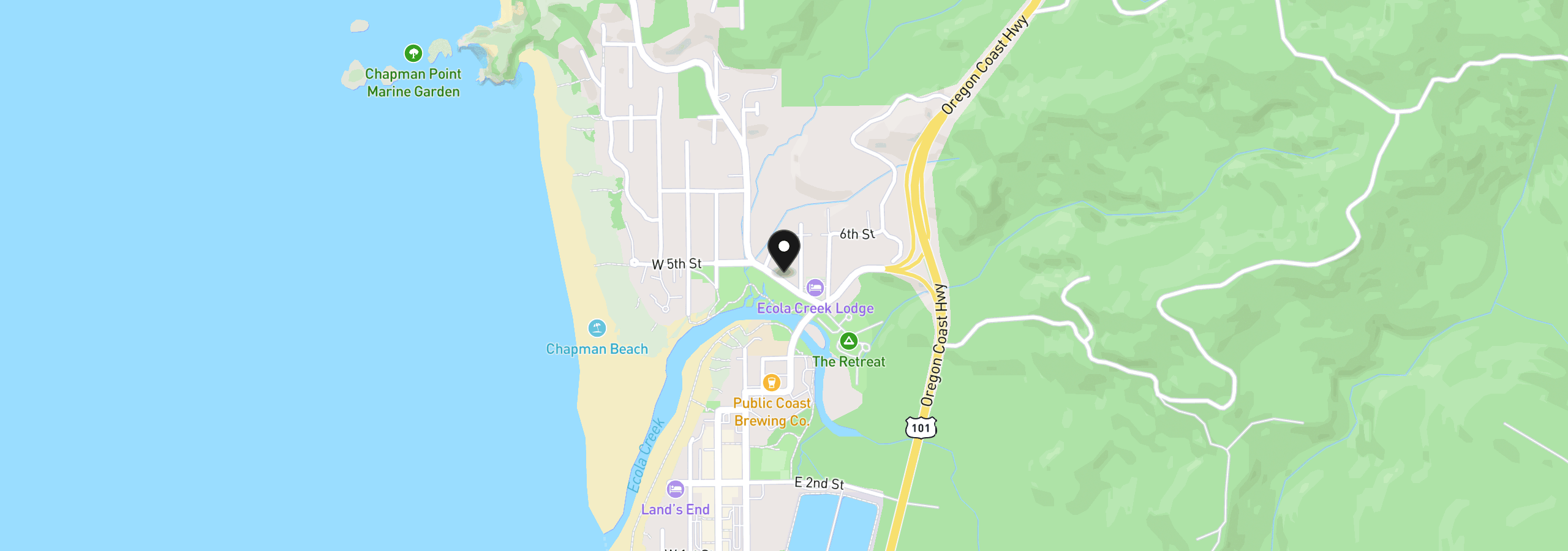 Map showing the location of 5th St, Cannon Beach, OR 97110