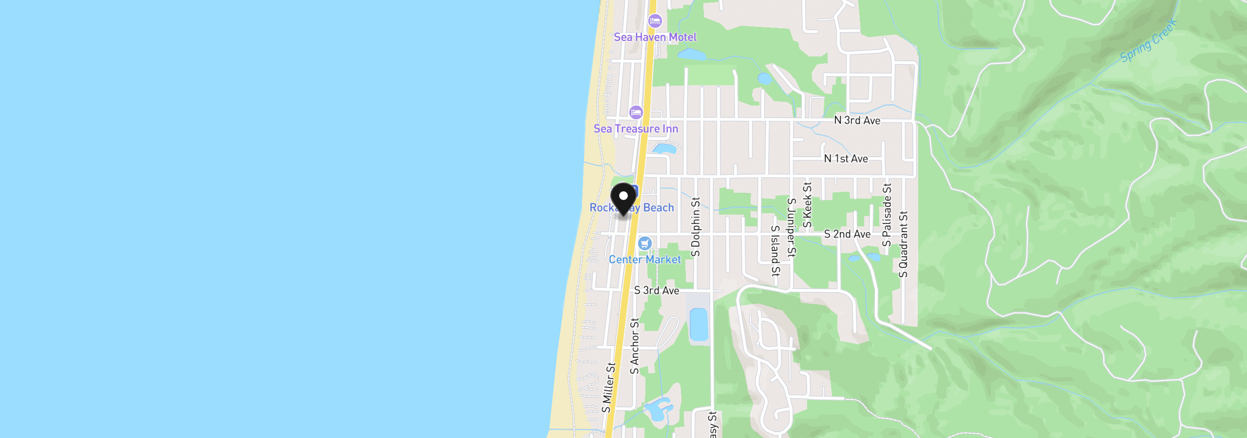 Map showing the location of 139 Miller, Rockaway Beach, OR 97136