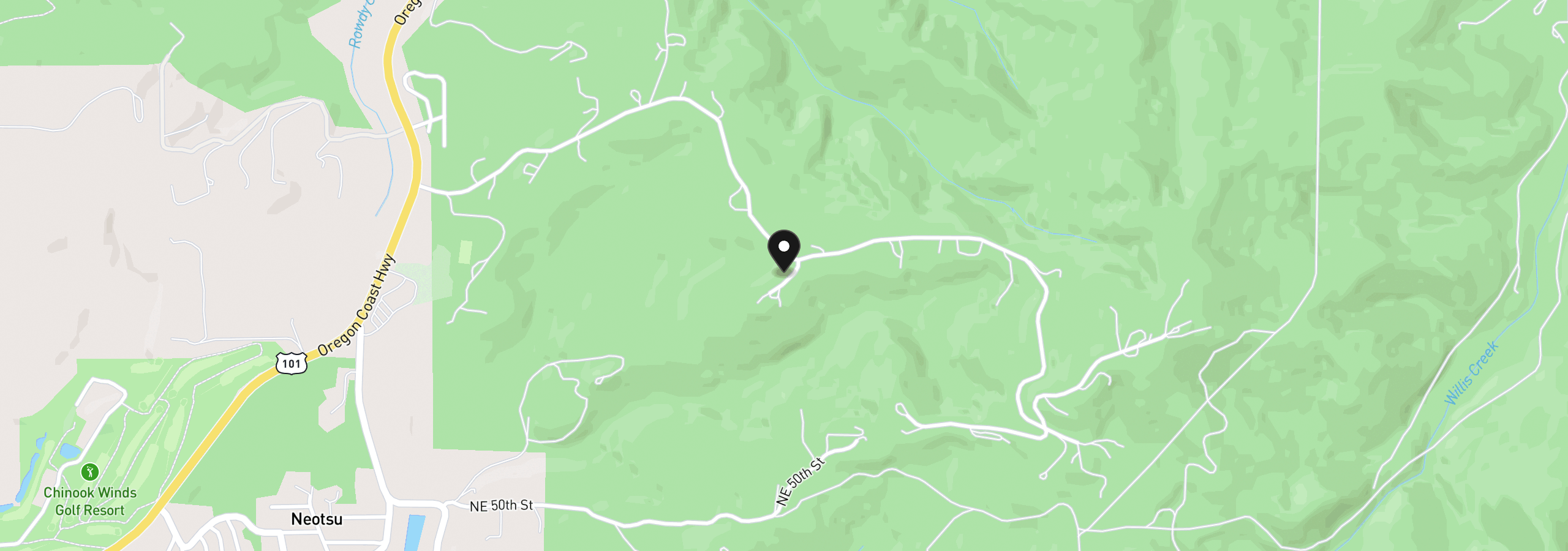 Map showing the location of 7595 NE Viewcrest Ct, Otis, OR 97368