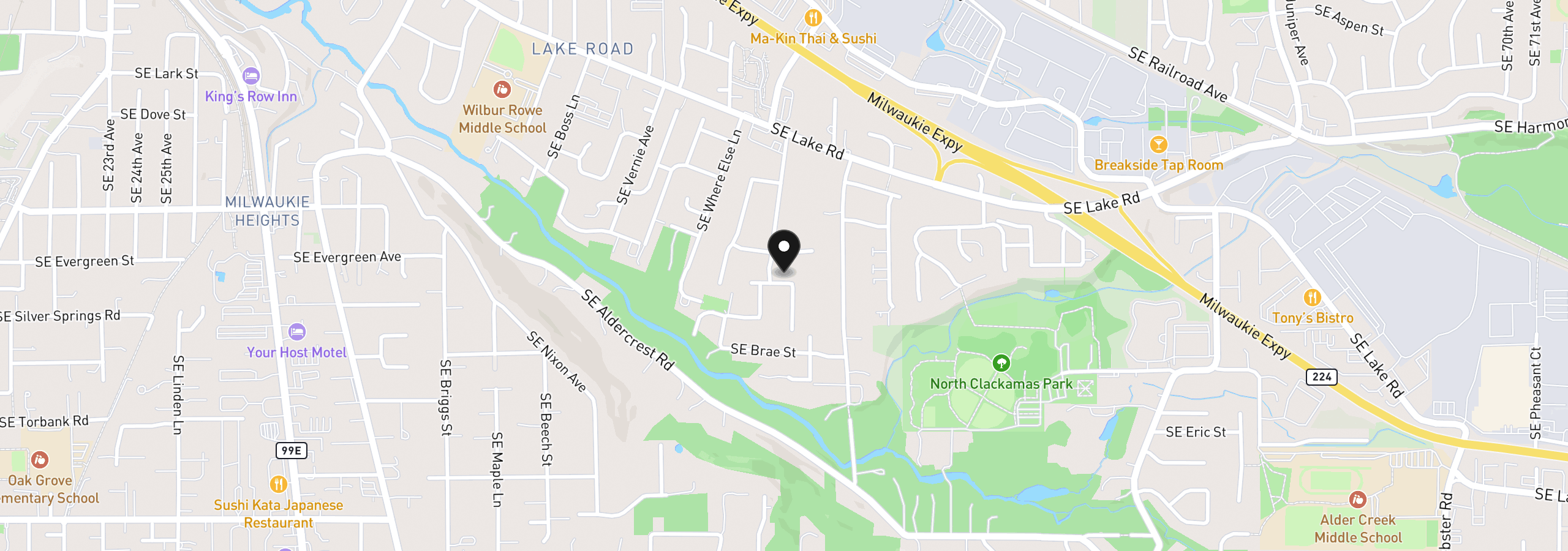 Map showing the location of 4495 SE Chelsea St, Milwaukie, OR 97222