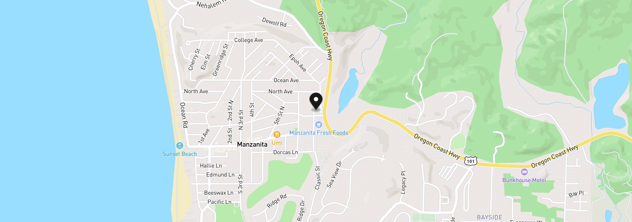 Map showing the location of 220 N Classic St, Manzanita, OR 97130