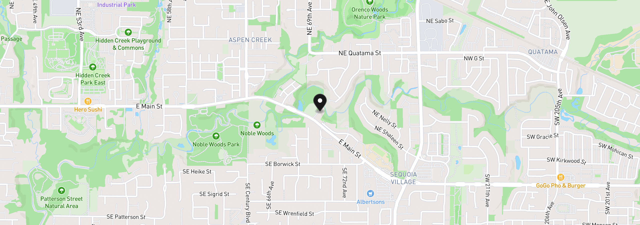 Map showing the location of 6955 E Main St, Hillsboro, OR 97123