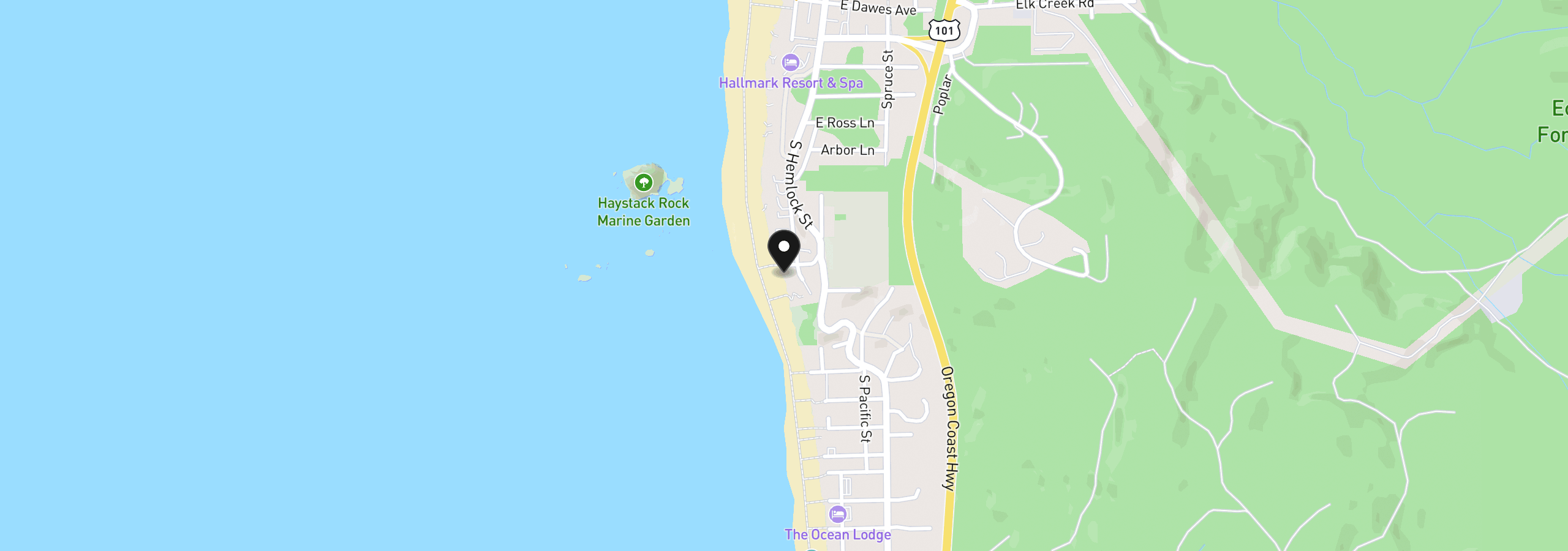 Map showing the location of 1964 Pacific St, Cannon Beach, OR 97110